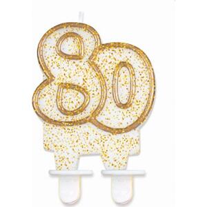 Godan / candles B&C svíčka, číslo "80", zlatý obrys