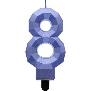 Godan / candles Svíčka číslo 8 - Diamond, metalická tmavě modrá, 7,6 cm