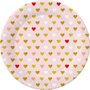 Godan / decorations Papírové talíře XOXO Collection (růžové), 18 cm/ 6 ks.