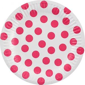 Godan / decorations Papírové talíře bílá, purpurové puntíky, certifikát FSC, 18 cm, 6 ks.