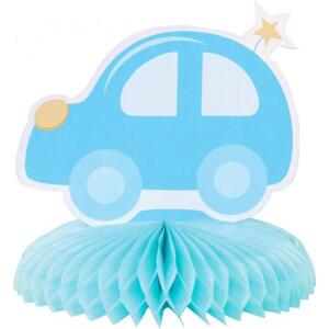 Godan / decorations B&G papírová stolní dekorace Baby Boy - autíčko, světle modrá, 14 cm