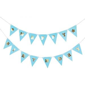 Godan / decorations B&G Happy Birthday papírová girlanda - Baby Boy, světle modrá, 300 cm, DIY, výška vlajky 17 cm