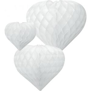 Godan / decorations W&C dekorativní rozeta 3 srdce, bílá (12 cm, 19 cm, 26 cm)