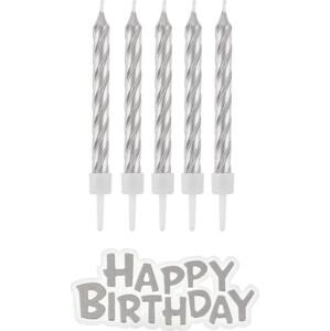 Godan / candles B&C Happy Birthday svíčky, stříbrné, 16 ks.