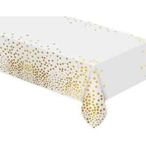 Godan / decorations B&C fóliový ubrus, zlaté puntíky, bílý, 137x183 cm