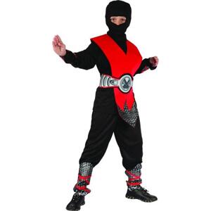 Godan / costumes Red Ninja set (triko, kapuce, kalhoty, chránič, pásek, chrániče rukou a nohou), velikost 120/130 cm