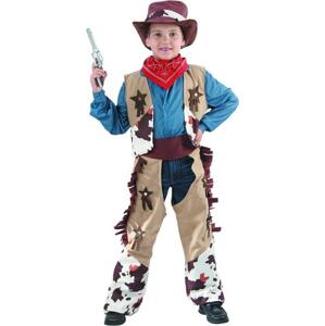 Godan / costumes Piebald Cowboy set (vesta, návleky na kalhoty, čepice, šála), velikost 120/130 cm