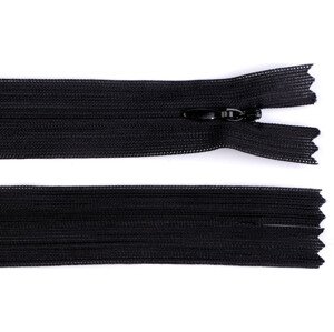 Spirálový zip skrytý šíře 3 mm délka 35 cm dederon Varianta: 332 černá, Balení: 1 ks