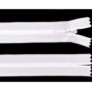 Spirálový zip skrytý šíře 3 mm délka 40 cm dederon Varianta: 101 bílá, Balení: 1 ks
