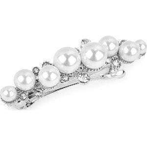 Francouzská spona do vlasů s perlami a broušenými kamínky Varianta: 1 perlová platina, Balení: 1 ks