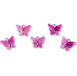 Přívěsek motýl perleťový 13x15 mm Varianta: 7 (13x16 mm) fialová sv., Balení: 5 ks