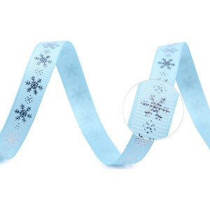 Rypsová stuha vločky šíře 10 mm vánoční Varianta: 6 modrá světlá, Balení: 5 m
