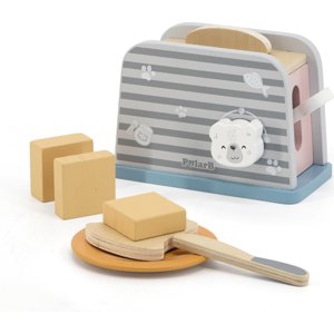 Viga Lelin Lelin Dřevěná hračka - Toaster medvídek- šedý
