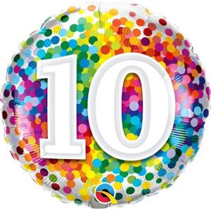 Qualatex Fóliový balónek 18" QL RND Rainbow konfety 10