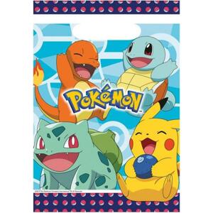 Amscan Plastové dárkové tašky "Pokémon" 23,4 x 16,2 cm, 8 ks.