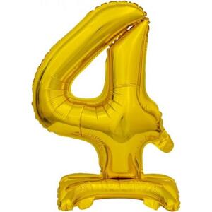 Godan / balloons B&C fóliový balónek Stojací číslo 4, zlatý, 38 cm
