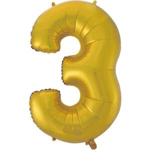Godan / balloons B&C fóliový balónek "Digit 3", zlatý, matný, 92 cm