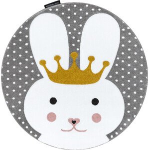 Dywany Łuszczów Dětský kusový koberec Petit Bunny grey kulatý Rozměry koberců: 120x120 (průměr) kruh