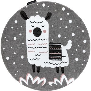 Dywany Łuszczów Dětský kusový koberec Petit Lama grey kruh Rozměry koberců: 140x140 (průměr) kruh