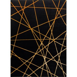 Dywany Łuszczów Kusový koberec Gloss 406C 86 geometric black/gold Rozměry koberců: 80x150