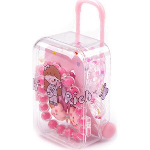 Dětský náramek, pukačky a gumičky v boxu kufr Varianta: 4 pink duha, Balení: 1 sada