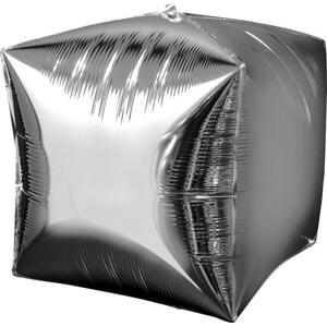 Amscan CBZ fóliový balónek - stříbrná kostka, 38x38 cm
