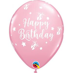 Qualatex Balónek QL 11" s potiskem "Happy Birthday - Ballerina Slippers", pastelově růžová / 6 ks.