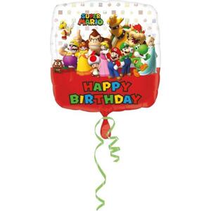 Amscan 18" fóliový balónek Mario Bros Happy Birthday, 43 cm, balený