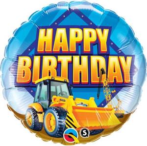 Qualatex Fóliový balónek 18" QL CIR "Happy Birthday" (bagr)