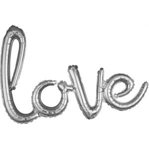 Amscan Fóliový balónek "LOVE" nápis, stříbrný, 78x53 cm, baleno