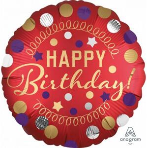 Amscan SHP XL "Happy Birthday" červený fóliový balonek Satin Party, balený