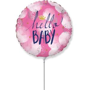Flexmetal Fóliový balónek 14" FX - "Hello Baby" (růžový)
