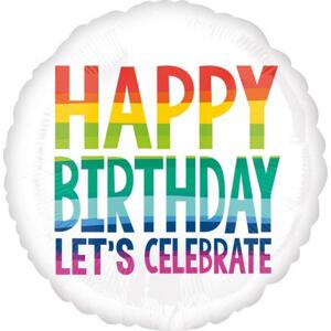 Amscan Balónek fóliový 18" CIR "Happy Birthday Let's Celebrate", balený