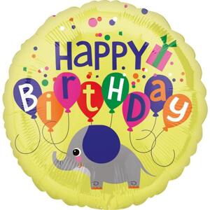 Amscan 18" narozeninový fóliový balónek slona, zabalený