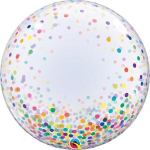 Qualatex 24" fóliový balónek QL Deco Bubble, barevné puntíky