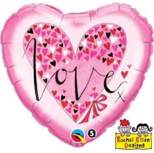 Qualatex Fóliový balónek 18" QL HRT "Láska (se srdíčky)