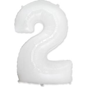 Flexmetal Fóliový balónek FX - "Číslo 2" bílý, 85 cm KK