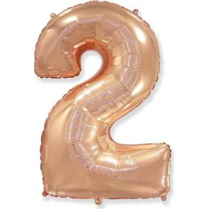 Flexmetal Fóliový balónek FX - "Číslo 2" růžový a zlatý, 85 cm KK