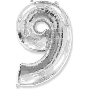 Flexmetal Balónek fóliový FX - "Číslo 9" stříbrný 85 cm KK