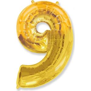 Flexmetal Fóliový balónek FX - "Číslo 9" zlatý, 69 cm KK