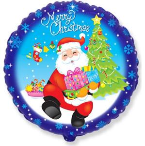 Flexmetal Fóliový balónek 18" FX - "Veselé Vánoce - Ježíšek s dárky" (kulatý), balený