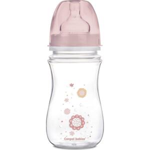 CANPOL 35/217 Antikoliková lahvička se širokým hrdlem Easystart Newborn Baby 240 ml růžové květy