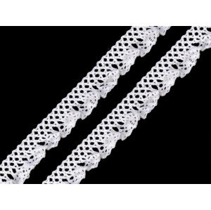Bavlněná krajka / volánek šíře 15 mm paličkovaná elastická Varianta: 1 bílá, Balení: 27 m
