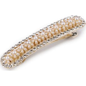 Francouzská spona do vlasů s perlami a broušenými kamínky Varianta: 2 perlová crystal, Balení: 1 ks