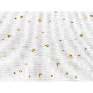 Oděvní / dekorační tyl s hvězdičkami s hologramem Varianta: 2 bílá zlatá, Balení: 1 m