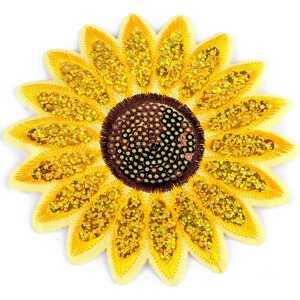 Nažehlovačka slunečnice s flitry Varianta: žlutá, Balení: 1 ks
