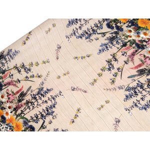 Ubrusovina PVC s textilním podkladem Varianta: 8 béžová květy, Balení: 1 m