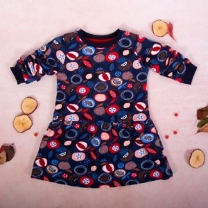 K-Baby Dívčí bavlněné šaty, Ovoce - granátové, vel. 80 (9-12m)