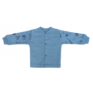 Mamatti Novozenecká bavlněná košilka, kabátek, Vesmír - modrá s potiskem, vel. 50 (0-1m)