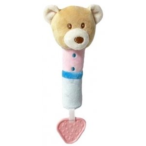 Tulilo Plyšová hračka s pískátkem a kousátkem Medvídek, 17 cm - růžová/modrá